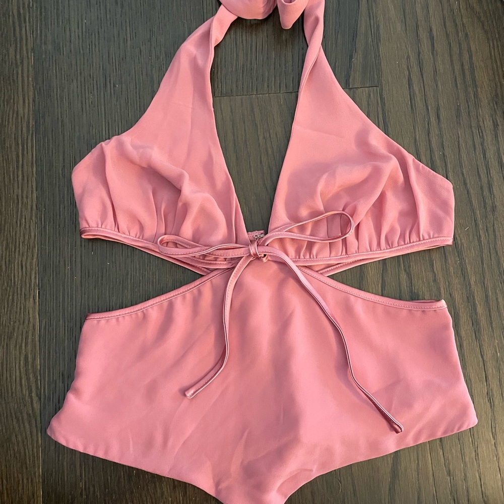 Mistress Rocks Pink Halter neck cutout top